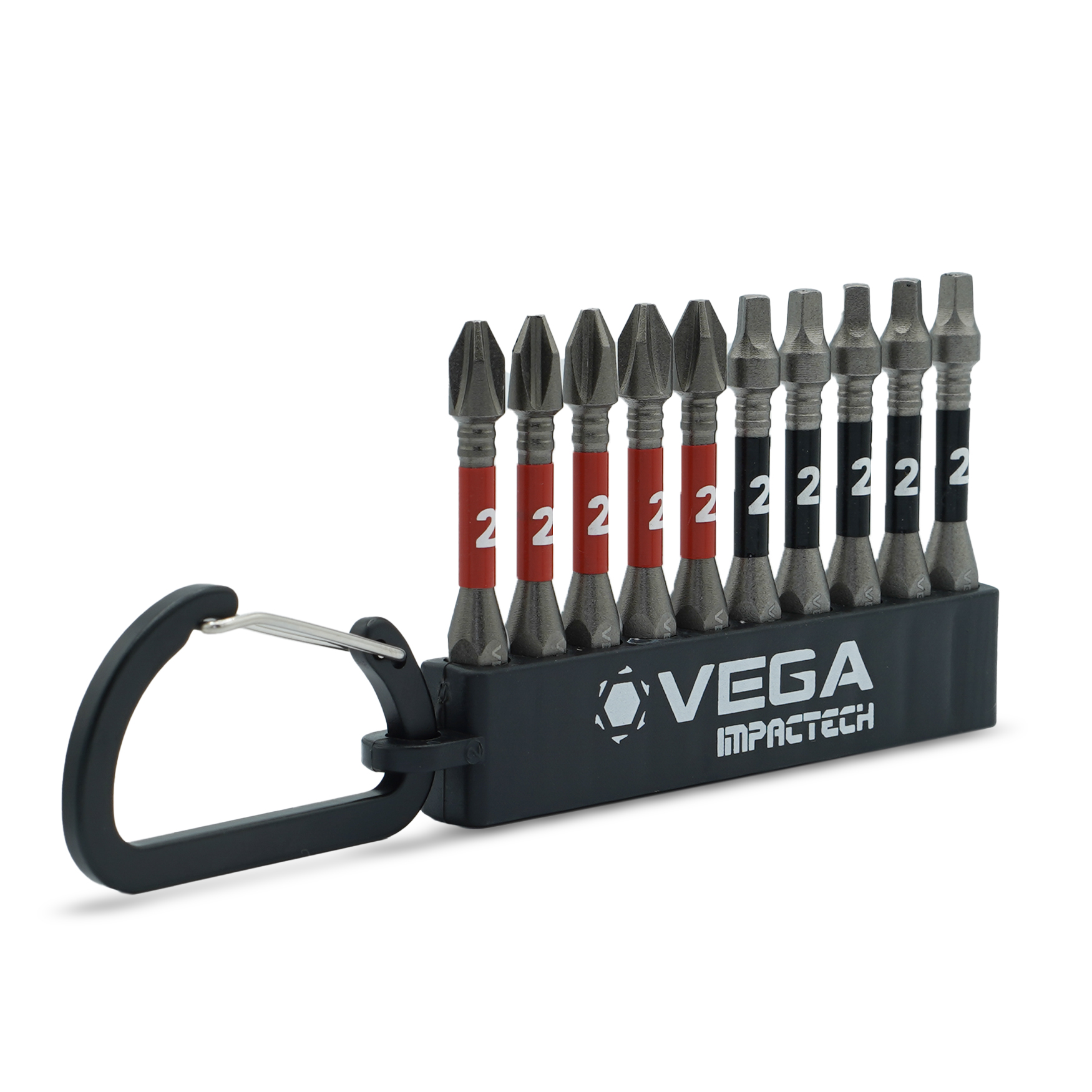 Impactech Phillips #2 + Square #2 Carabiner Set - 10pc - Vega Tools